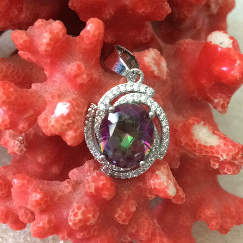 925 mystic topaz and cz pendent